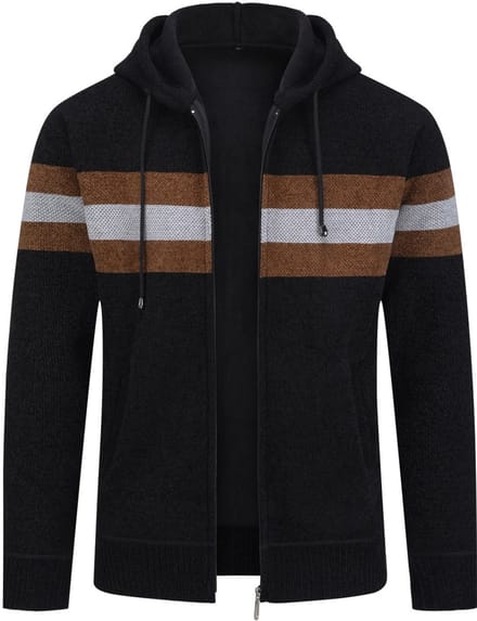 ALLTHEMEN Heren Capuchon Cardigan - Gestreepte Rits - 3XL