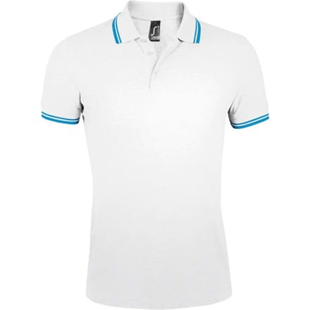 SOLS Heren Pasadena Poloshirt (Wit/Aqua)