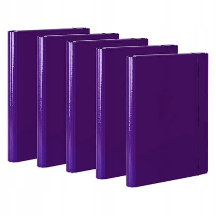 5x Map met Elastiek A4, 40mm Rugbreedte, Stevig Karton
