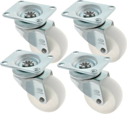 AMIG zwenkwiel/transportwiel - 4x - D60mm - polyamide - 60kg draagvermogen - wit