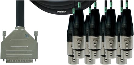 Cordial Intro Multicore D-Sub/XLRf 8-voudig, Rean stekker, 3,0m - Analoge multicore kabel