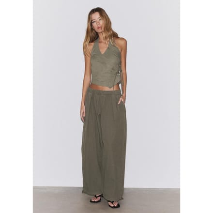Stradivarius Gekruiste haltertop  Kaki XS