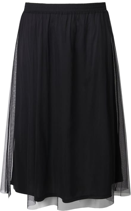 Angel of Style - Dames - Mesh midirok straight model elastische tailleband - Zwart - Maat 48