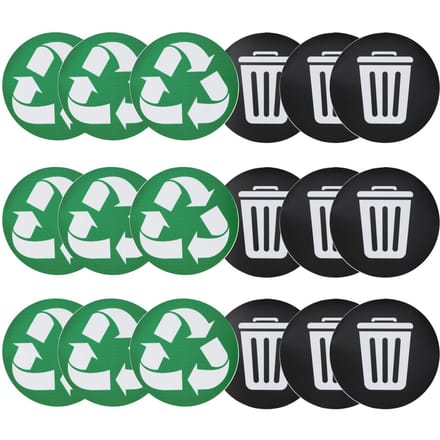 18 Stuks Prullenbak Sticker Bord Decal Zelfklevend Binnen Buiten Waterdicht Classificatie Label black