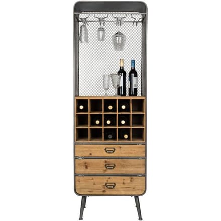 Dutchbone Vino Wijnkast/ Drankkast Hoog IJzer/ Hout - Bruin