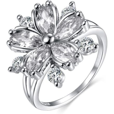 925 Sterling Zilver Mode Verstelbare Open Cz Bloemen Ring Voor Vrouwen Temperament Sieraden Accessoires Cadeau 9 wit