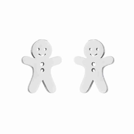 WeLoveSilver - oorstekers - gingerbread man - chirurgisch staal - 6x6mm
