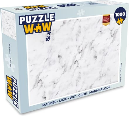 Puzzel Marmer - Luxe - Wit - Grijs - Marmerlook - Legpuzzel - Puzzel 1000 stukjes volwassenen