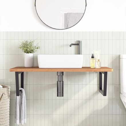 vidaXL - Badkamer - wandschap - staal - en - massief - beukenhout