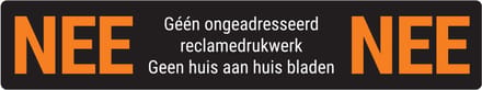 Nee Nee Sticker - Brievenbus sticker - Premium kwaliteit - Mat zwart - 150 x 28 mm