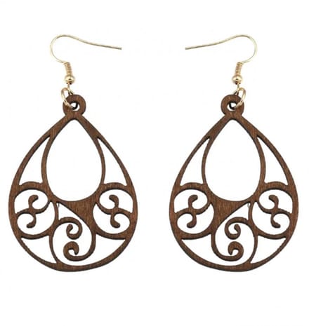 Zilveren bruin hout oorbellen - Charme Bijoux