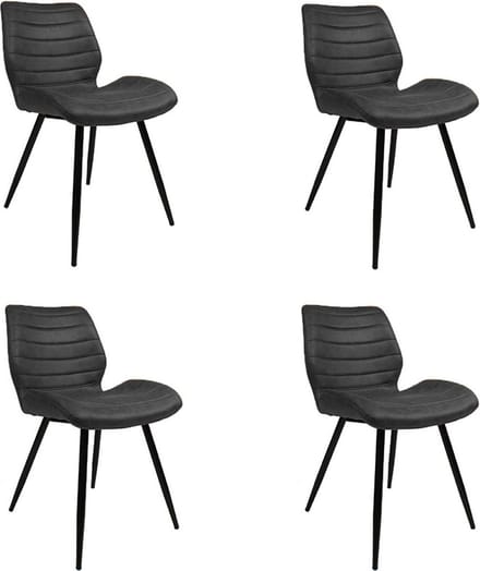 Bronx71® Industriële eetkamerstoel Morris antraciet - Eetkamerstoelen set van 4 - stoel