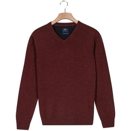 Baileys Trui V-Neck Lambswool Single Knit Deep Mauve / male