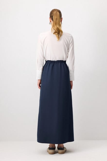 Touché Privé - Geweven rok met elastische taille - Marine - Dames