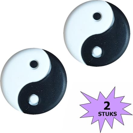 Fako Bijoux® - Tennisdemper - Yin Yang - Zwart/Wit - 2 Stuks