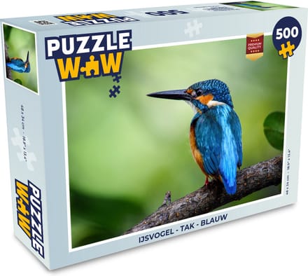 Puzzel IJsvogel - Tak - Blauw - Legpuzzel - Puzzel 500 stukjes