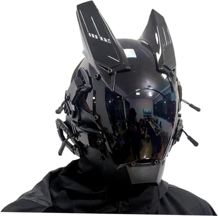 Cyber Helm - Futuristische Masker - Feest Accessoire - Met LED Licht - One Size - Rood