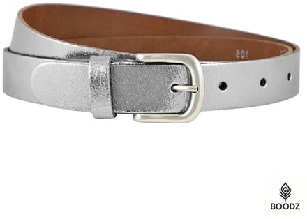 Boodz Leren Riem 3 cm Metallic Zilver | Maat 85