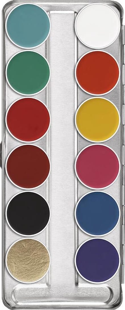 Kryolan Aquacolor Waterschmink Palet - 12 Kleuren FP
