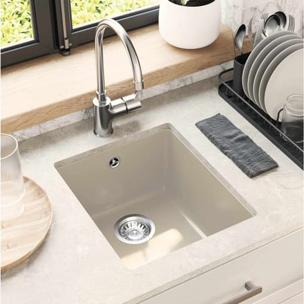vidaXL - Wasbak - 80% - Kwarts - en - 20% - Hars - 370 - x - 460 - mm - Beige