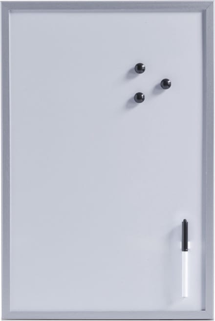 Zeller Whiteboard - magnetisch memobord - 40x60 cm - grijze rand - met stift
