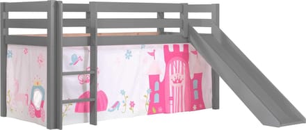 Vipack - Halfhoogslaper Astrid grijs met glijbaan - 90x200 - Grijs
