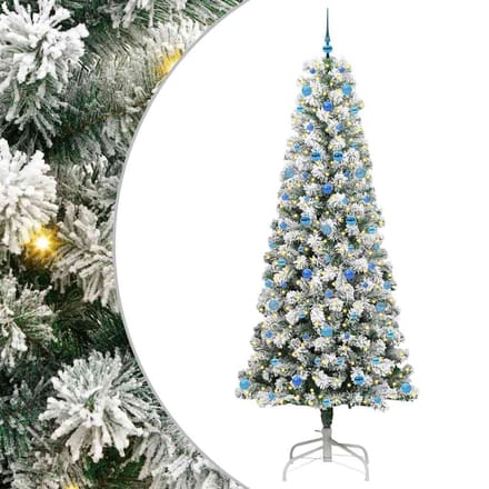 vidaXL - Kunstmatige - Hinged - Kerstboom - 300 - LED's - Groen - en - Wit - 240 - cm