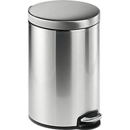 Pedaalemmer metaal rond, Soft Close, 12 liter, rvs
