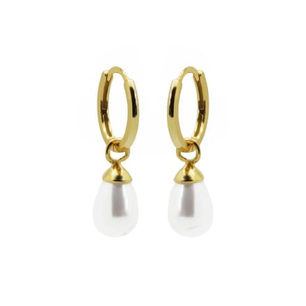 Karma Oorringen Hinged Hoops Hanging Pearl | Goud
