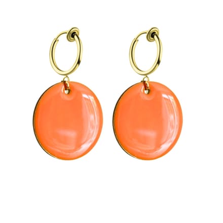 Klem oorbellen emaille oranje goudkleurig
