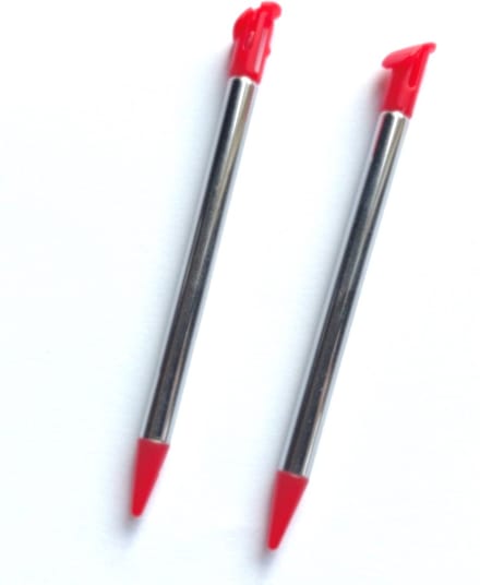 2x Inschuifbare Aluminium Stylus Pen voor New Nintendo 3DS XL Rood