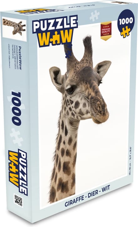 Puzzel Giraffe - Dier - Wit - Legpuzzel - Puzzel 1000 stukjes volwassenen