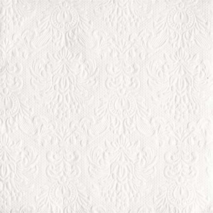 Servetten Luxe - 15x stuks - 40 x 40 cm - wit - barok patroon - 3 laags