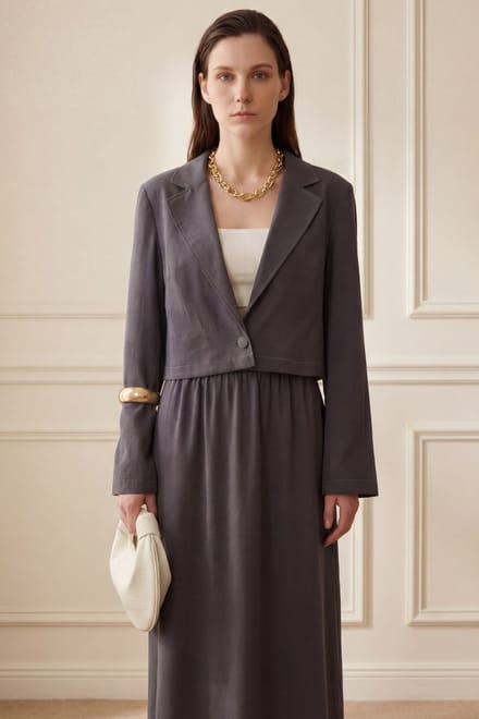 Lange Mouwen Knopshirt & Maxi Rok Twee-Delige Set