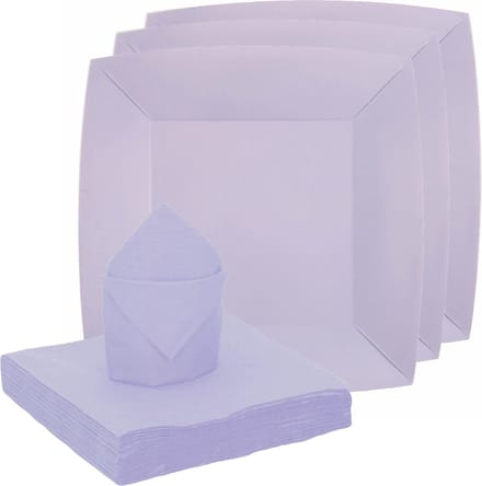 Santex feest/verjaardag servies set - 20x bordjes/20x servetten - lila paars - karton