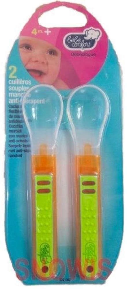 Bebe Confort - 2 Soepele lepels met anti-slip handvat -  Lime