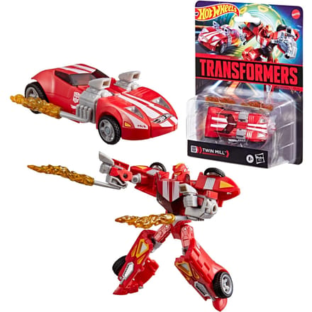 Transformers-speelgoed Hot Wheels x Transformers Red Twin Mill-actiefiguur van 12,5 cm, vanaf 8 jaar