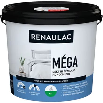 Renaulac Muur & Plafond Muurverf - Mat - Wit - 5l