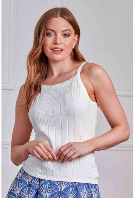 Banned - Joy Knit Mouwloze top - L - Creme