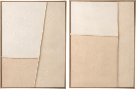 J-Line schilderij Reliëf - canvas - lichtbeige - set van 2