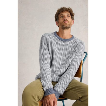 White Stuff Textured Crew Neck Jumper Blue Multi Taglia: S | Maglioni a maglia Outlet | Uomo | Blu