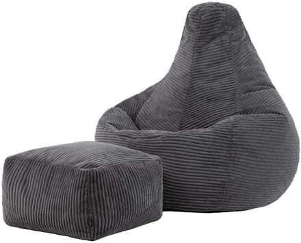 icon - Dalton Zitzak Fauteuil met Poef - Gaming - Ribfluweel - Houtskool