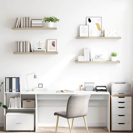 vidaXL - Wandschappen - zwevend - 4 - st - 90x23,5x3,8 - cm - MDF - eikenkleurig