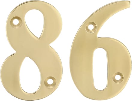 AMIG Huisnummer 86 - massief messing - 10cm - incl. bijpassende schroeven - gepolijst - goudkleur