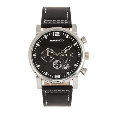 Breed Ryker chronograaf horloge met leren bandje met datum