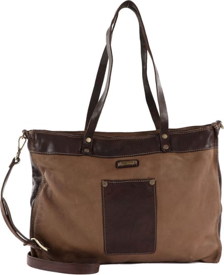 CATERINA LUCCHI Leren Schoudertas Tamara De Lempicka Shopping Bag Cognac Bruine