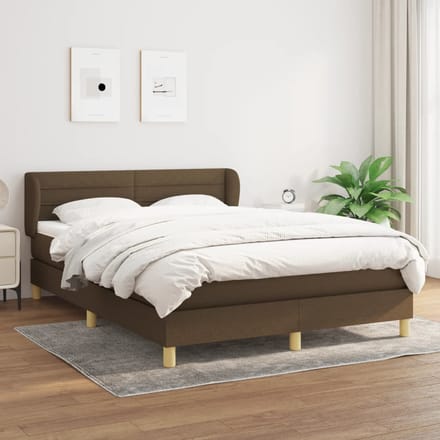 vidaXL - Boxspring - met - matras - stof - donkerbruin - 140x200 - cm