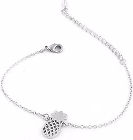 24/7 Jewelry Collection Ananas Armband - Geborsteld - Zilverkleurig