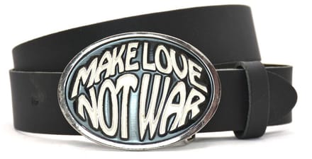 Buckle riem met wisselbare gesp – Love not war - Maat 105 - Echt Leer - 4 cm Breed
