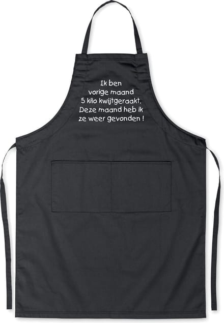 Benza Schort Ik ben vorige maand 5 kilo ... - Grappige/Leuke/Mooie/Luxe Keukenschort - Zwart